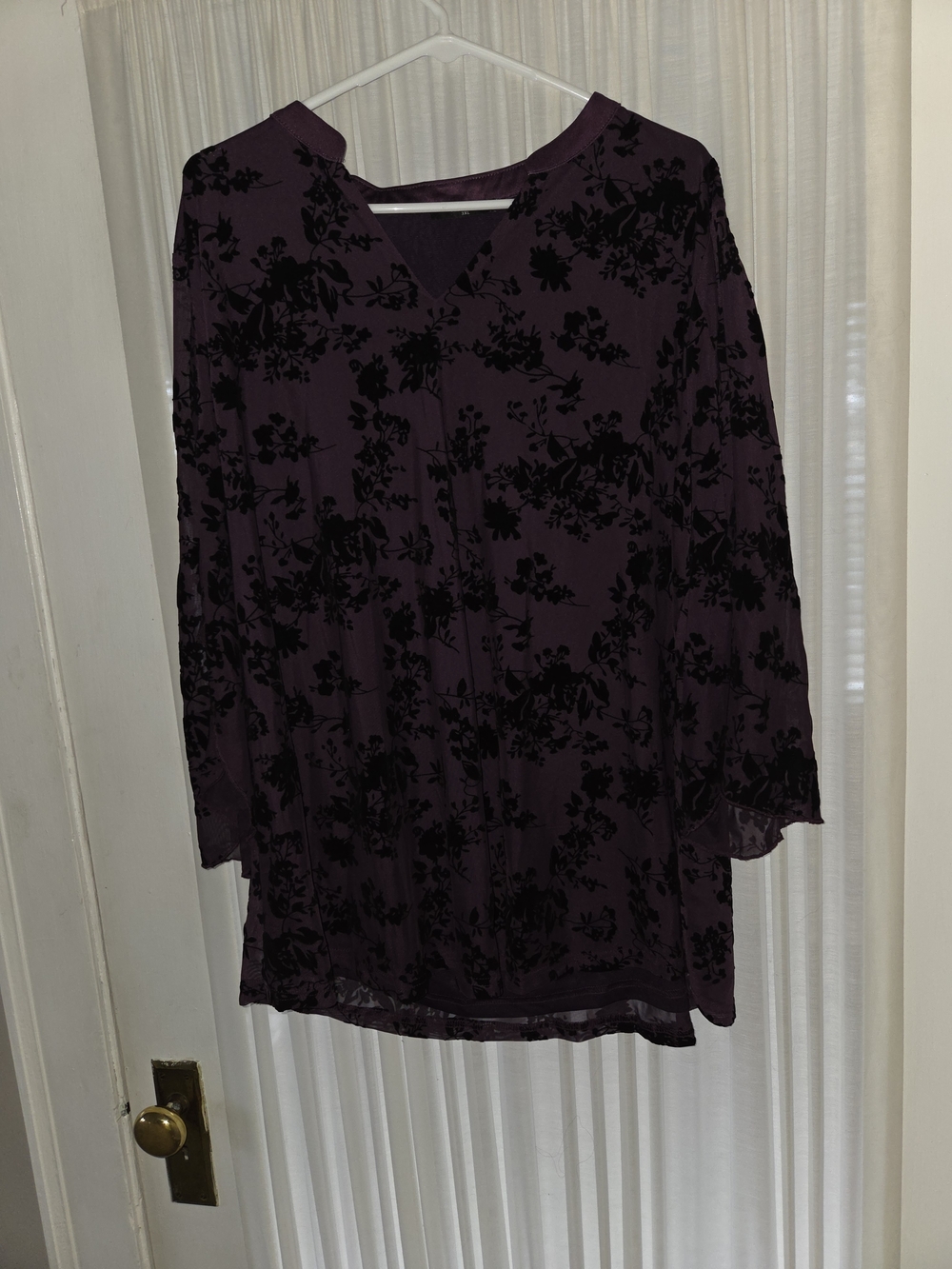 Purple Floral V-Neck Women’s Tunic Top